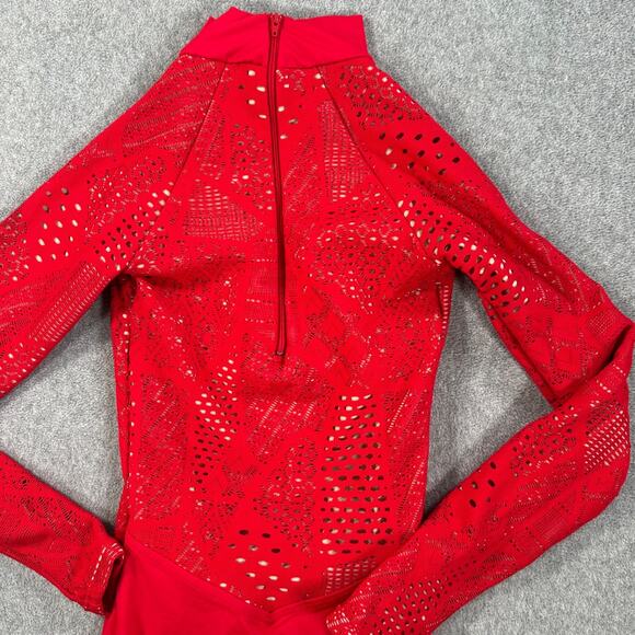Balera Dance Costume Leotard Size SA MT10337 Red Mock Neck Long Sleeve Cutout - Picture 10 of 11